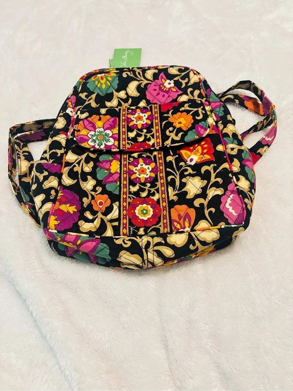 Vera Bradley Small Backpack Floral Black & Pink